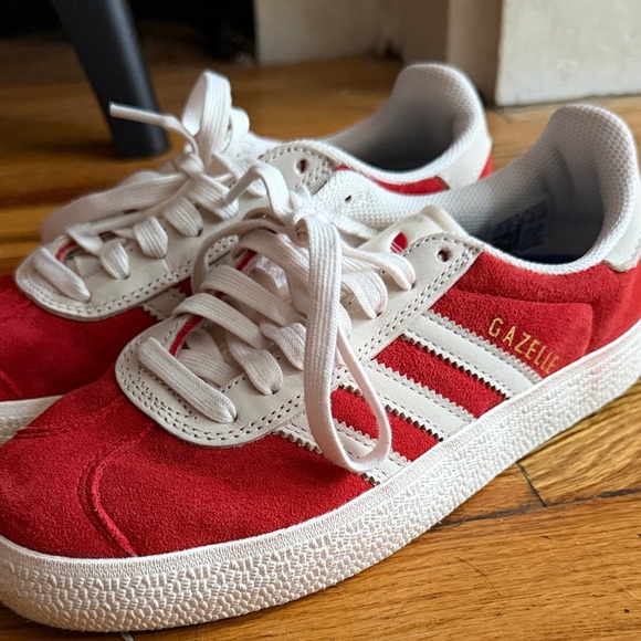Adidas Red and White Women's Gazelle Sneakers - Picture 2 of 6